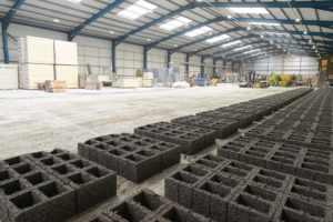 Insulated Concrete Form blocks drying in Durisol UK factory