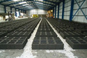 New insulated concrete form units set to dry in Durisol UK factory