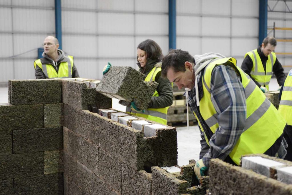 Students learning how to build with ICF at a Durisol UK training day