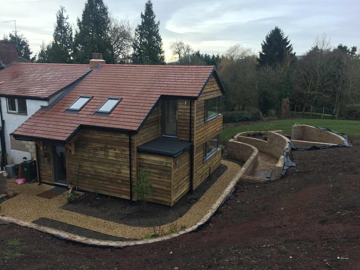 Photo of environmentall friendly extension to 19th century cottage built using Durisol UK ICF forms