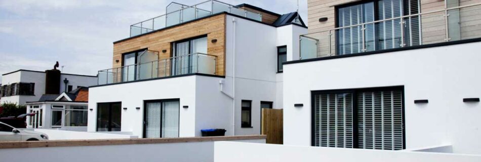 Exterior photo of seaside home built using insulated concrete form units from Durisol UK