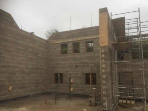 Photo of the construction of a luxury house built using insulated concrete form block