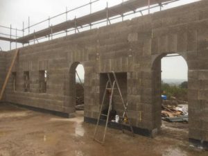 Photo of the construction of a luxury house built using insulated concrete form block